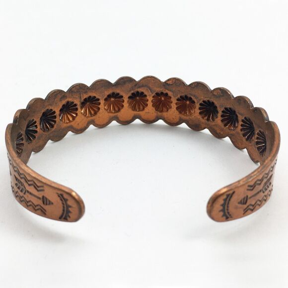 Vintage Southwest Concho Solid Copper Cuff Bracelet & Screw Back Earrings - Picture 5 of 9